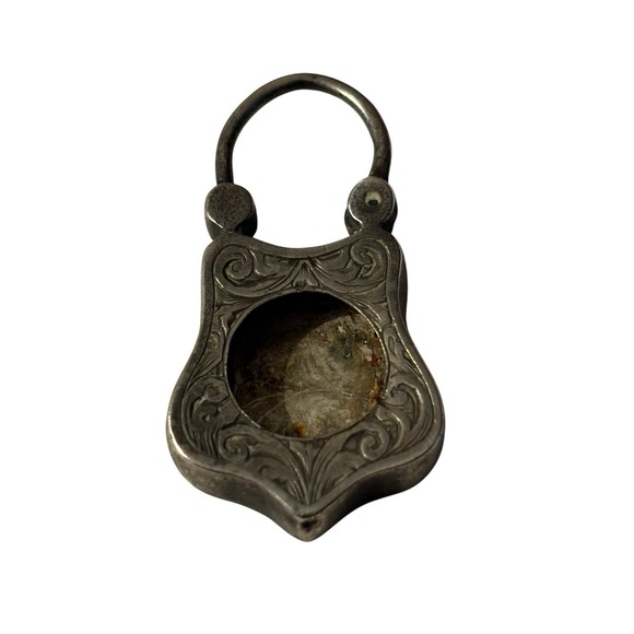 Victorian Sterling Silver Padlock Charm Pendant No Key Opens Ornate Antique READ